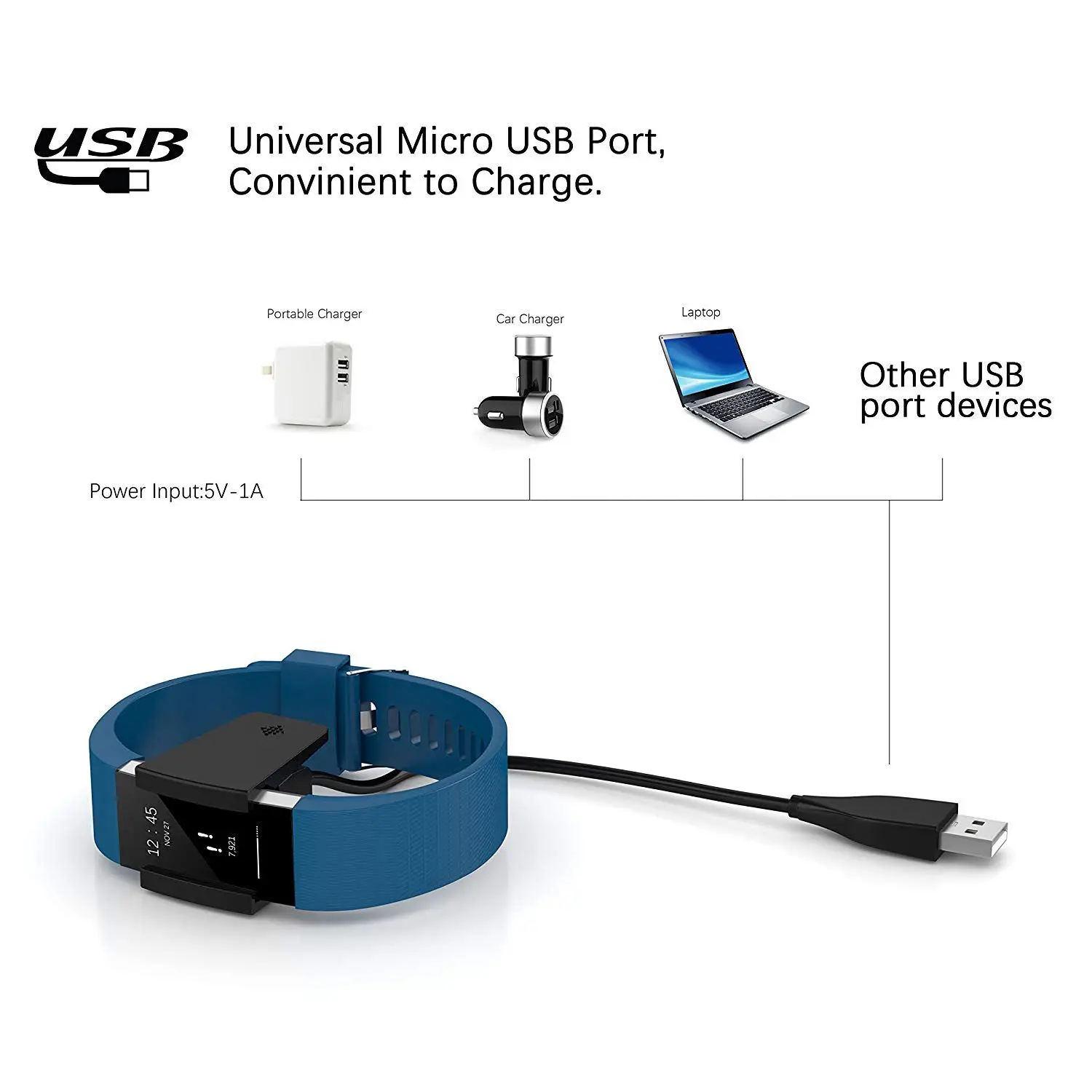 Зарядное устройство для Fitbit Charge 2 шт. Сменные USB зарядные кабели с кабелем Cradle Dock