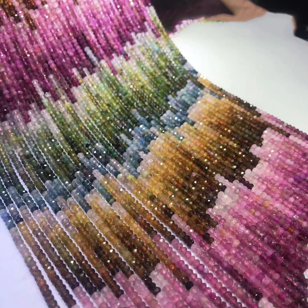 ICNWAY Турмалин 2x3 мм натуральный драгоценный камень бусины граненый круглый для