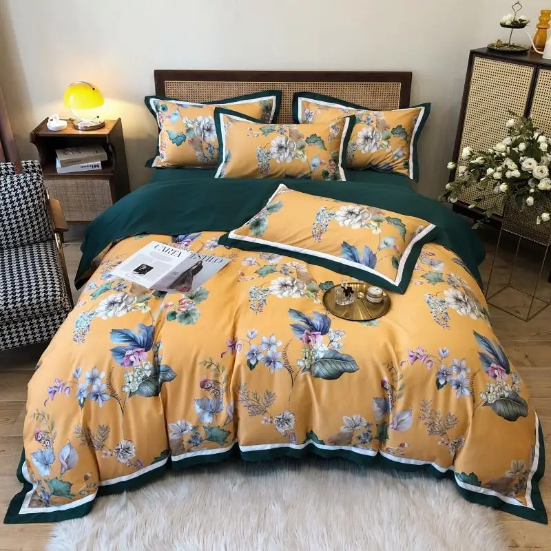 Длинноволокнистый хлопок вышивка набор постельного белья 4 ед. из 100% египетского