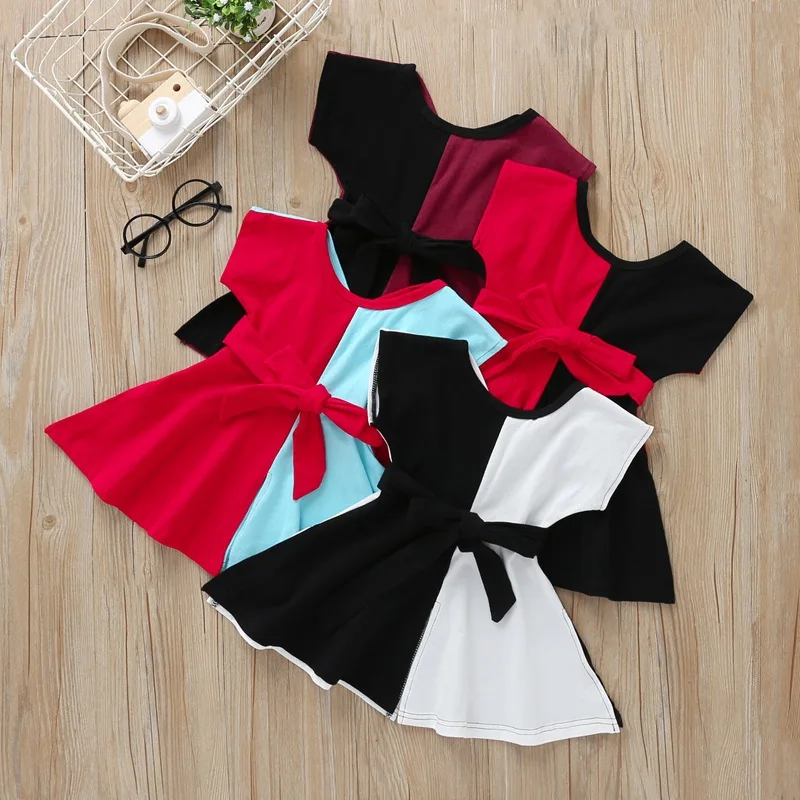 

girl's dresses children's short-sleeved stitching color princess dress princess dress girl kids clothes