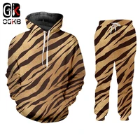 ogkb mens sets hot tiger stripes 3d print hoodies and jogging pants set high quality streetwear trendy sets oversized