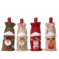 1pc linen christmas red wine bottle covers bag holiday carton christmas decorations for home