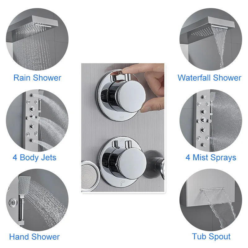 Роскошная Черная/матовая душевая панель для ванной комнаты настенный смеситель