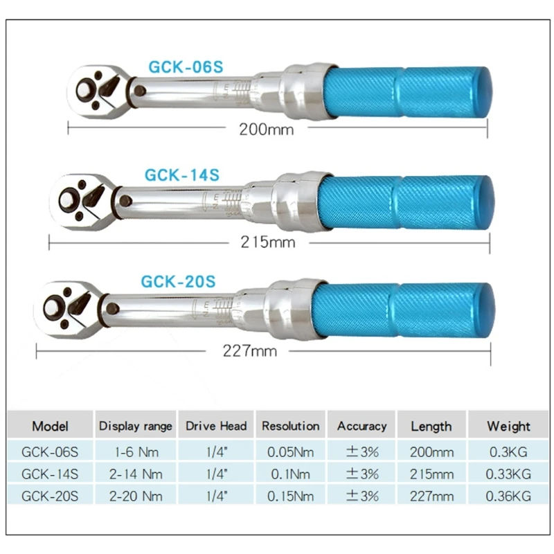 

18pcs Adjustable Torque Wrench Set 1/4 Ratchet Socket Spanner Preset Bike Bicycle Repair Tools 1-6Nm /2-14Nm /2-20Nm