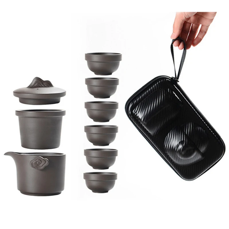 Портативный чайный набор включает 1 горшок 6 чайных чашек пакет красивый и