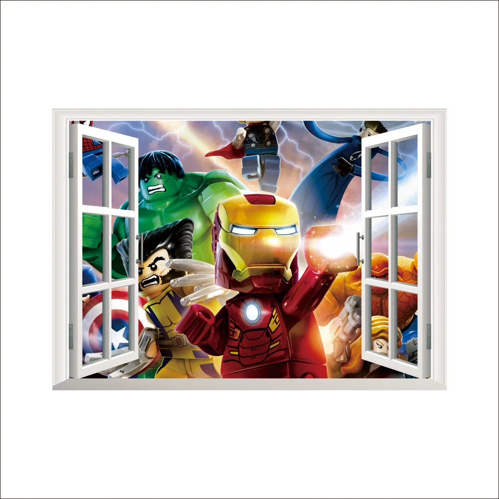 

Original Disney Cartoon Iron Man Children's Room Bedroom TV Background Wall Removable Sticker Sticker Boy Room Decoration