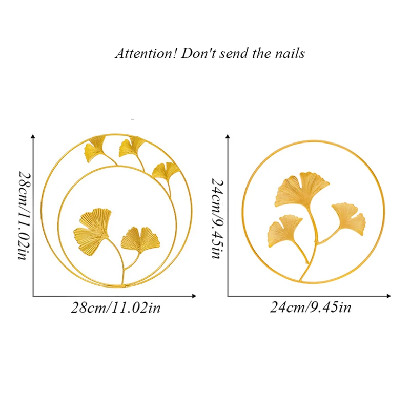 

Ginkgo Leaf Nordic Wrought Iron Room Decoration Wall Decoration Hanging Ornament Wall Hanging Wall Porch Mural Metal Leaves