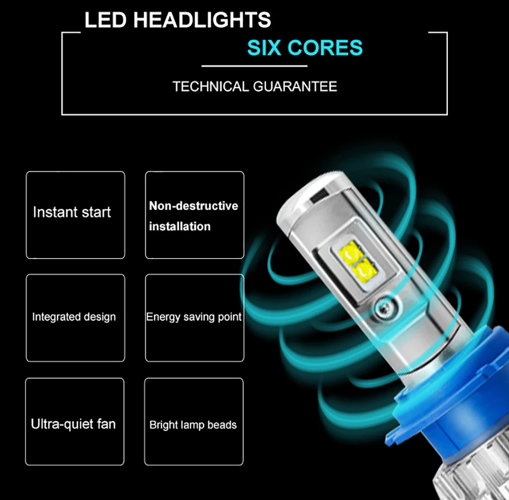 Супер яркие светодиодные фары, H7 H4 зэс чипы Turbo с can-bus H1 H3 H8 H11 9005 9006 9012 880(подол короче спереди и длиннее сзади) фары дальнего и ближнего света лампы комплект 12v 6000k