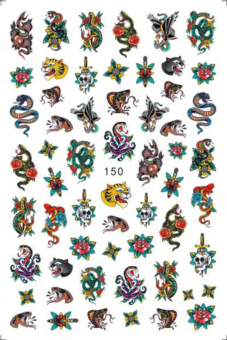 

1pcs Nail Art Decals Dragon/Snake Sticker Decorations Traditional Totems Back Glue Adhesive Animal Slider Nail Stickers KK-9