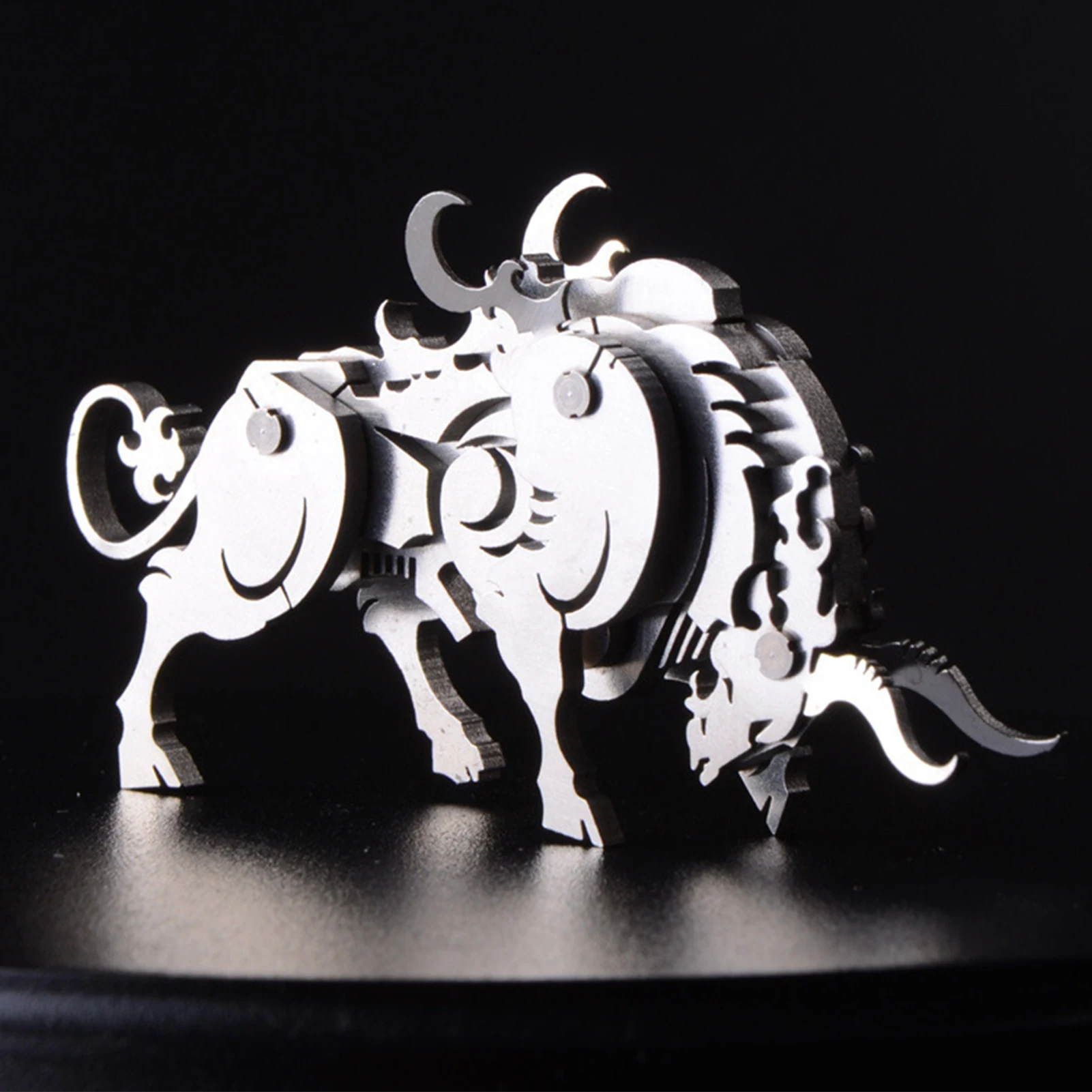 Modelo de ganado DIY de acero inoxidable, rompecabezas de vaca de Metal 3D hecho a mano, modelo ensamblado, regalos de vacaciones-0