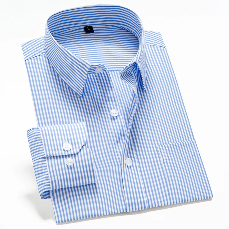 

Brand Mens Casual Shirts Fashion Striped Print Long Sleeve Slim Fit Business Shirts Men Clothing Male Tuxedo Camisas Para Hombre