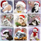 MEIVN DIY алмазная живопись в виде кошек и собак, с рождественской шляпой, полная квадратная Алмазная вышивка животные со стразами картины ремесла комплект
