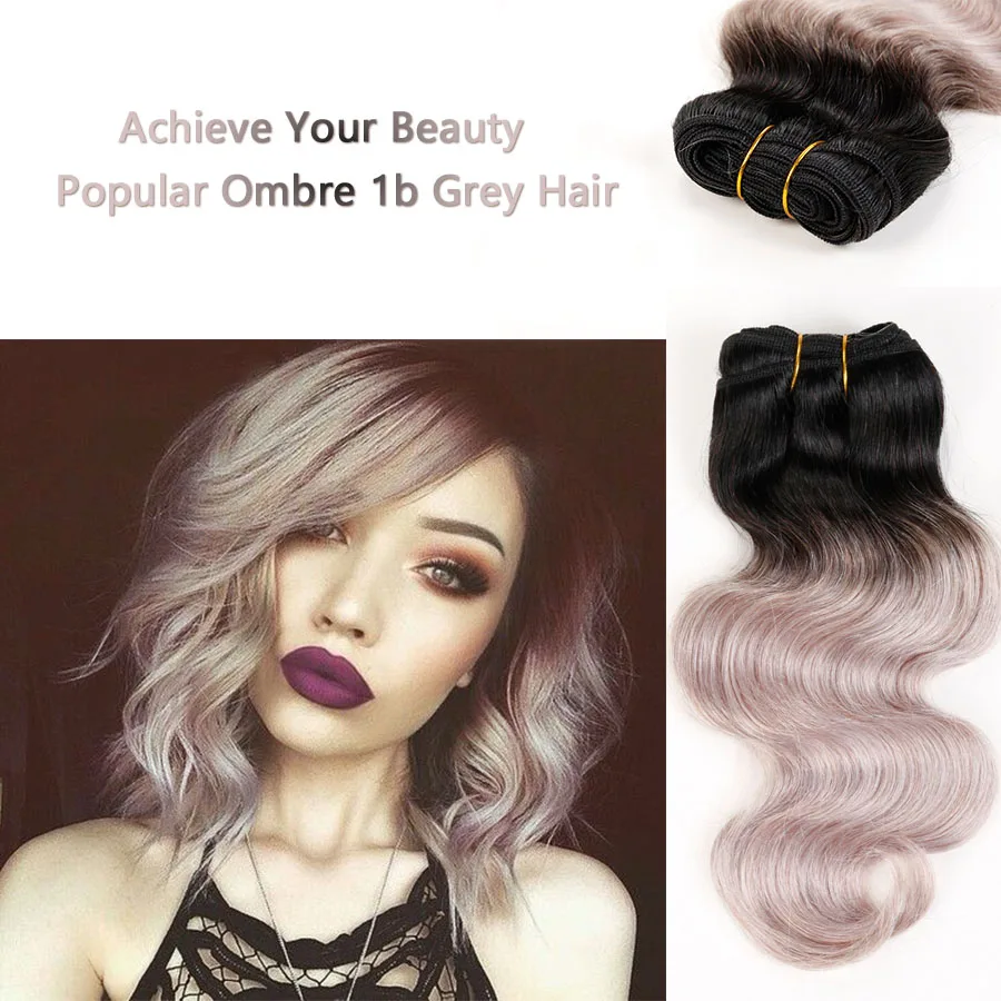 Bobbi коллекция 2/3 пряди Ombre светлые серые бразильские волнистые двухцветные волосы