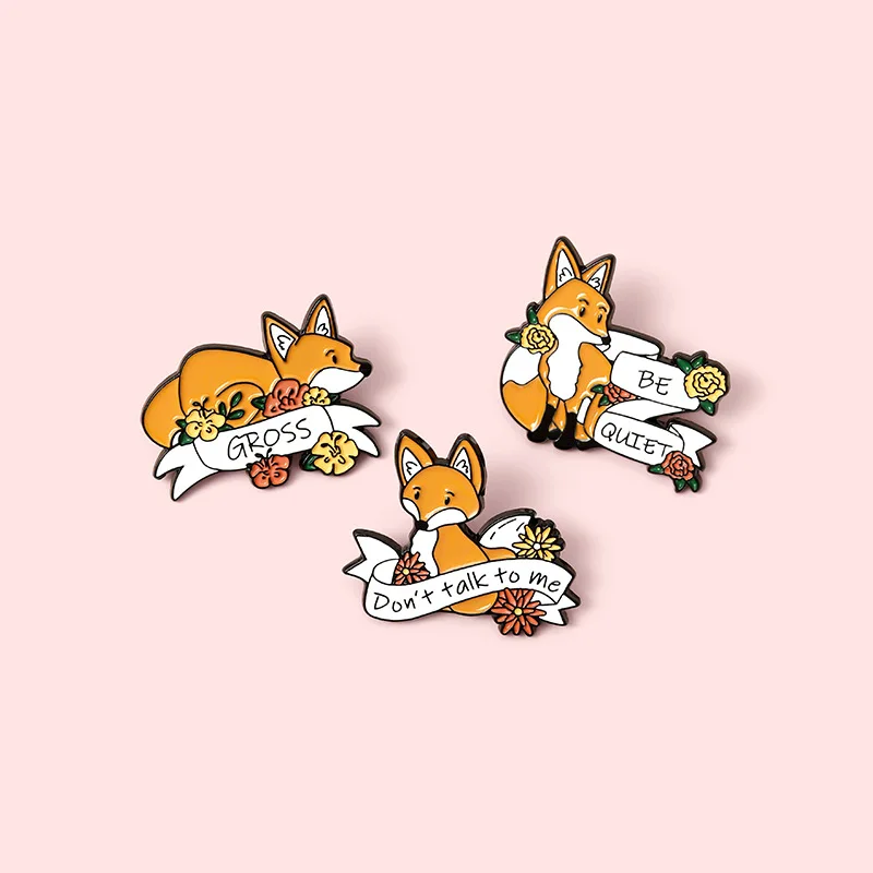 

Cute Fox Animal Brooch Bag Clothes Backpack Lapel Enamel Pin Badges Cartoon Jewelry Gift For Friend Women Accessories