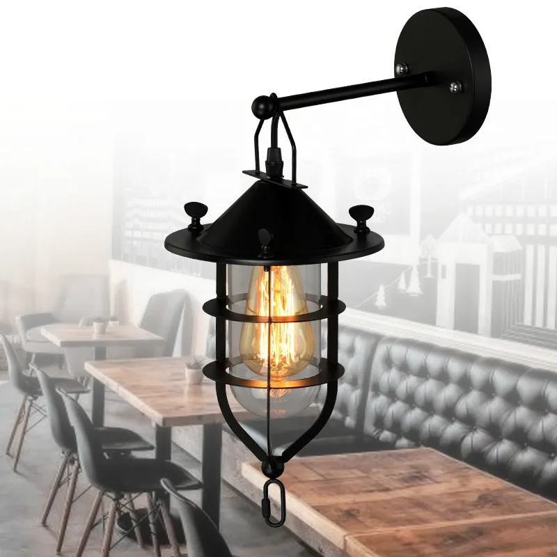 Industrial Loft Black Metall  Edisson Wall Lamp  LED E27 Bulb Recommend Retro Lights Restaurant/Bar Vintage Decor Lights