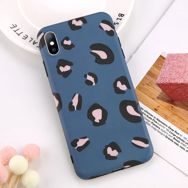 Blue Fashion Colorful Leopard Print Phone Case For iPhone 11 Pro Max XR XS Max 8 7 6 6S Plus Cover Luxury Soft Cases For iPhone 11Pro - Color: Blue