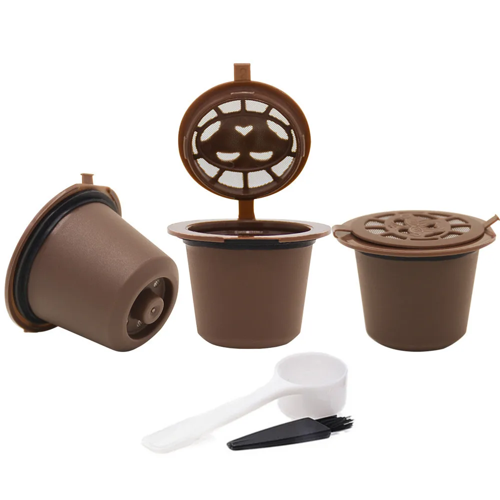 ICafilas кофейные капсулы для Nespresso многоразовые кофейные кронштейны кофейные фильтры для многократного использования для эспрессо - Цвет: 3pcs Brown