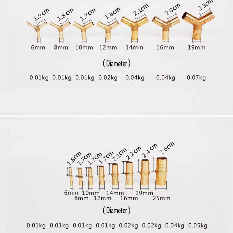 Латунный фитинг для труб с зазубринами 2 3 4-ходовой соединитель 4 мм 5 6 8 10 12 16 19
