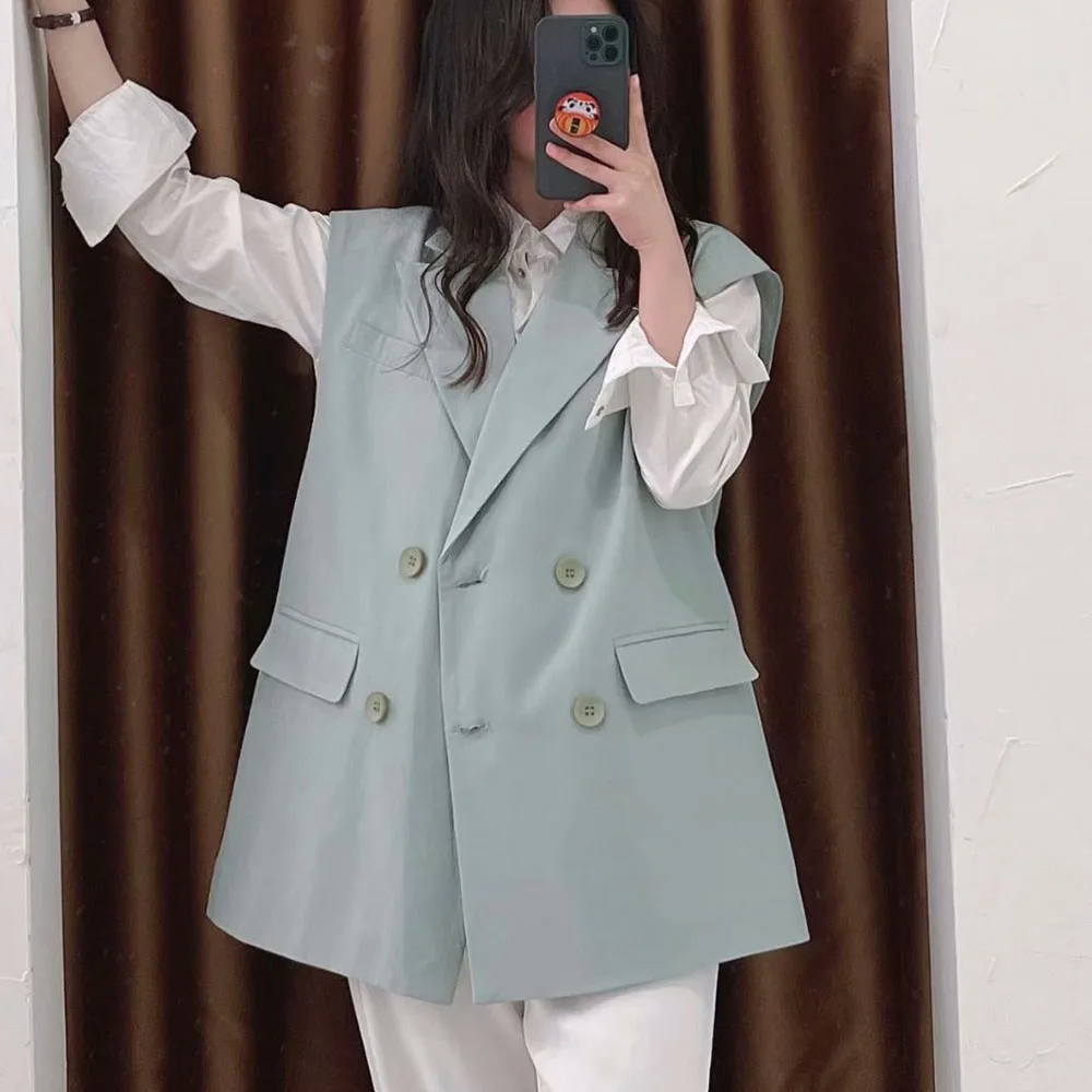 

DiYiG WOMAN 2021 summer New Youth Women's loose lapel double-breasted suit vest coat