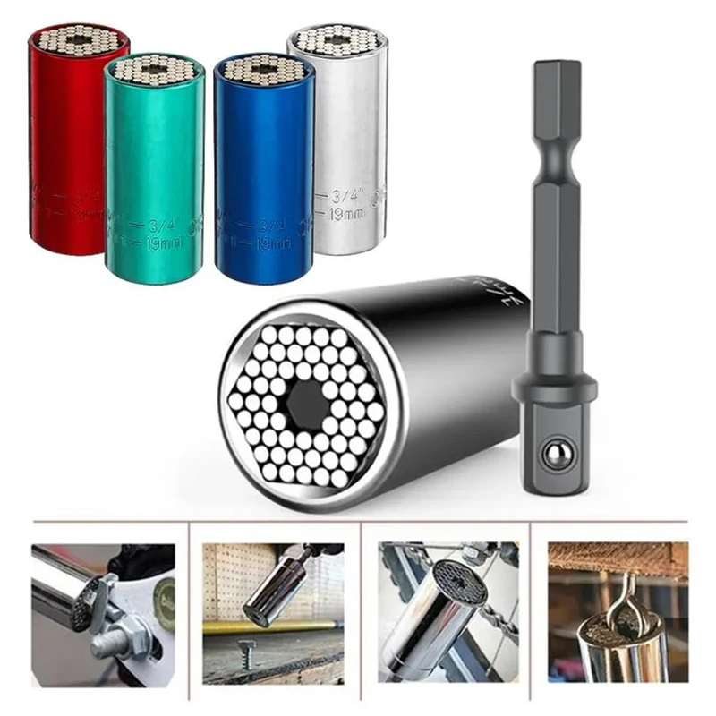 

7-19mm Universal Sleeve Torque Wrench Head Set Socket Power Drill Adapter Ratchet Bushing Key Grip