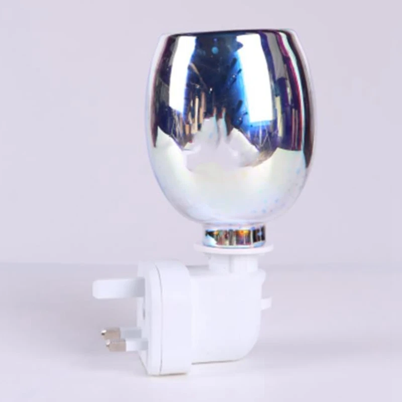 

Fragrance Warmer Plug-in Safe Aromatherapy Heater Glass Wax Melt Warmer with 3D Fire-Work Effect Night Light UK Plug