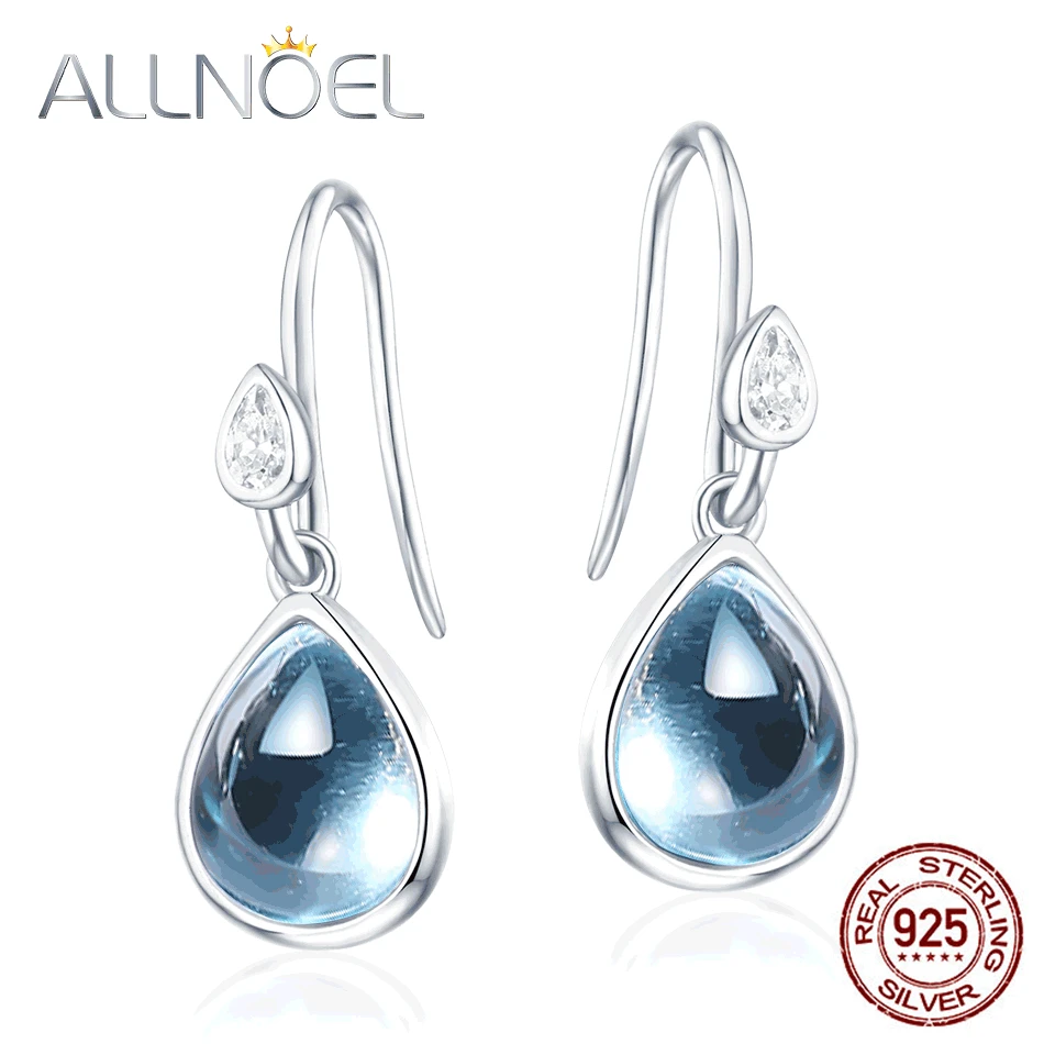 

ALLNOEL Natural Waterdrop Topaz Rose Quartz Garnet Drop Earrings 925 Sterling Silver For Women Vintage Elegant Fine Jewelry