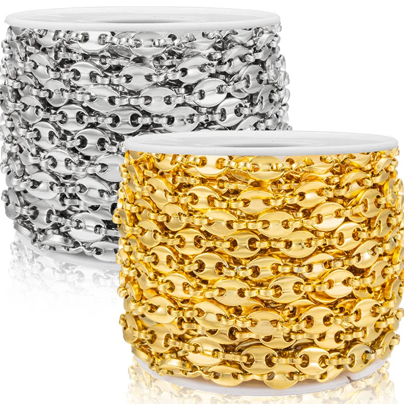 

WIWI, золотая цепочка из нержавеющей стали в виде кофейных зерен для изготовления ювелирных изделий своими руками, панк, хип-хоп, свинья, станд...