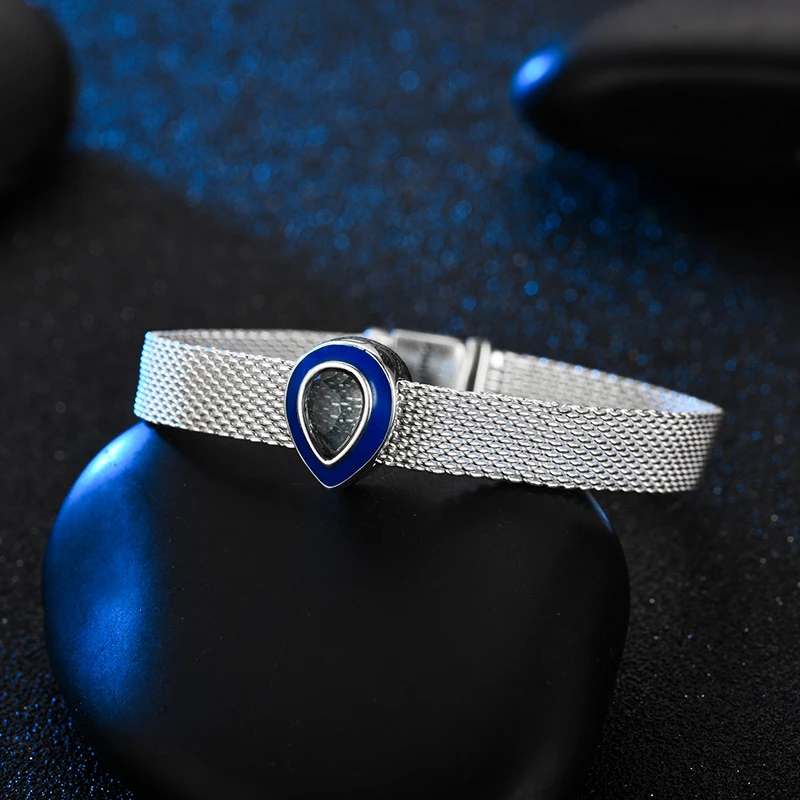 DEVOLOVE 925 серебро рефлексионы клип Подвески синий эмаль кристалл с бисером для