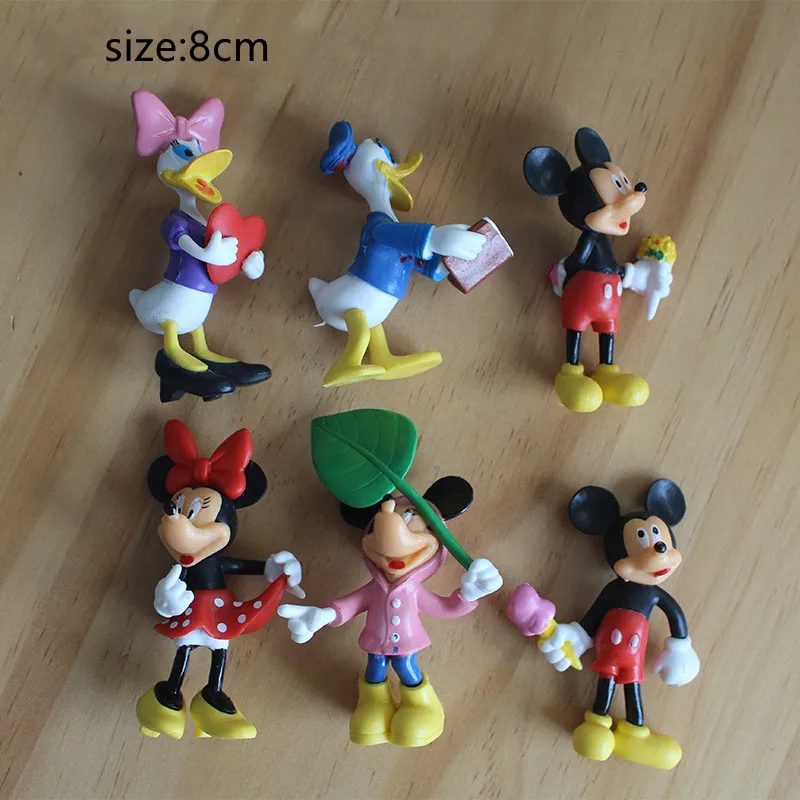 Disney 6pcs 8cm Mickey Minnie Mouse Donald Duck Pluto Goofy Pvc Action Figure Model Doll Toys Cake Decoration Baby Toy Gift | Игрушки и