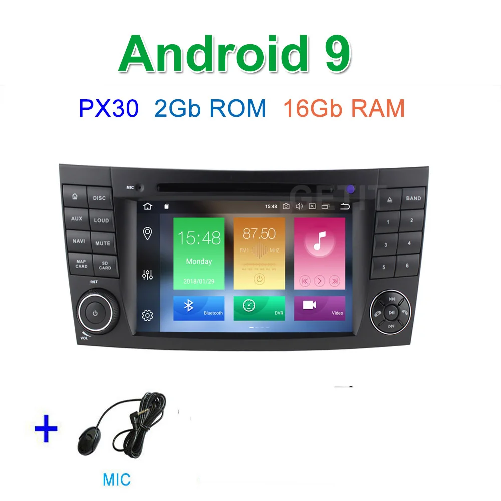 PX30 2G 16G PX6 Автомобильный DVD стерео Мультимедиа Радио Android 9 для Mercedes Benz e-класс W211 E200 E220 E300 E350 E240 E270 E280 CLS класс W219 - Цвет: PX30 2G 16G