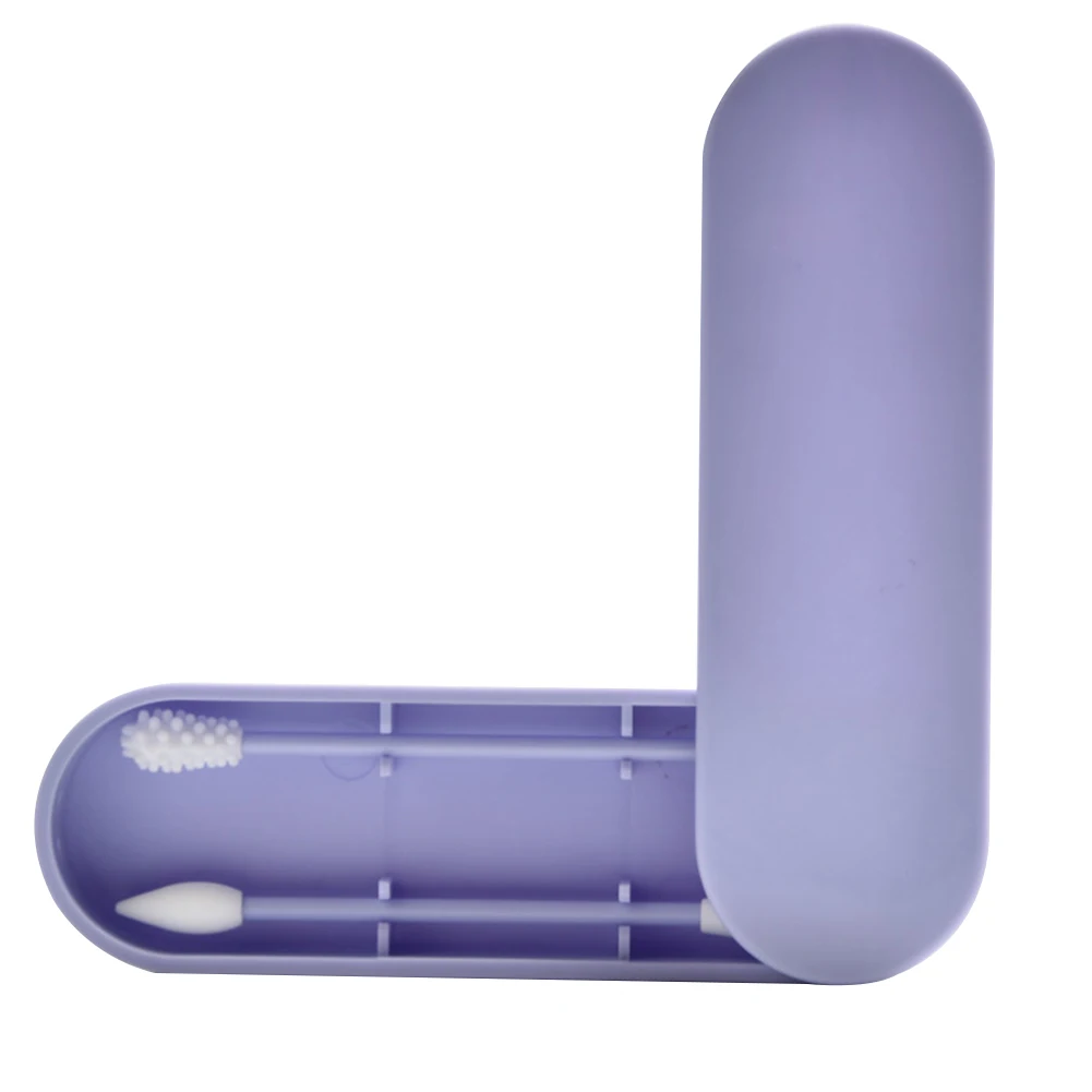 Llight Purple 2 шт макияж с двойной головкой практичная Чистка мягкий ватный тампон аксессуары силиконовые легкие деликатные палочки многоразовые портативные - Цвет: Llight Purple