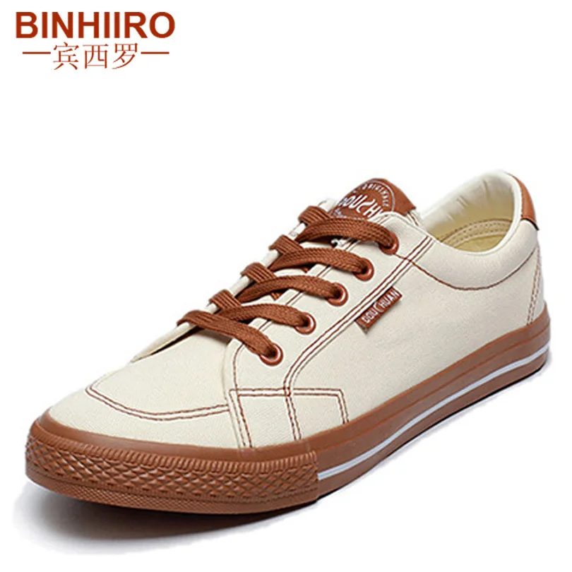 BINHIIRO/Весенняя Мужская обувь из Вулканизированной Ткани модная однотонная
