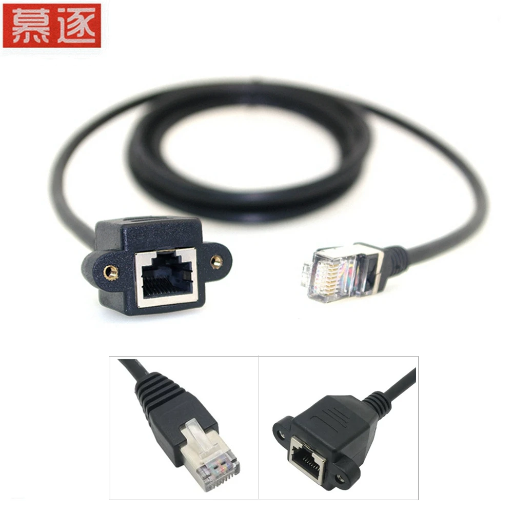Фото Hohe 20:00 30-150 см 8-контактный RJ45 Kabel Männlich zu Weiblich Schraube Panel Mon Voi Ethernet LAN Netzwerk 8-контактный множествоängerung K №2