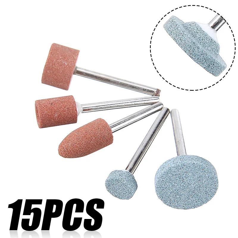 15pcs Mini Rotary Tool Grinding Stone Wheel 1/8'' Shank Coru