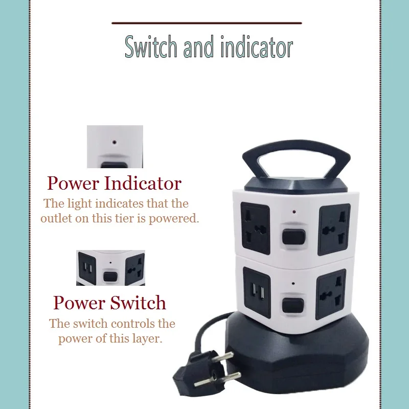 Вертикальный тип Мощность башня полосы 1 8 м свинцовый шнур-удлинитель 2USB Порты EU