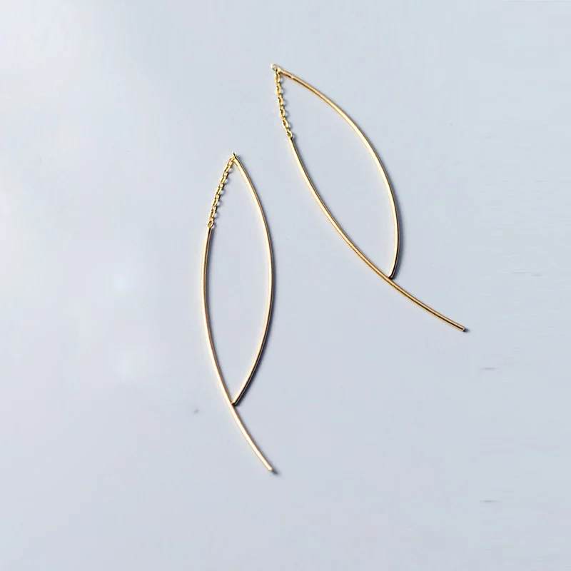 Gold Trusta Настоящее серебро 925 пробы, висячие серьги 10,5 см, двойная палка для женщин, девушек, ювелирные изделия, DS1426 - Окраска металла: Gold