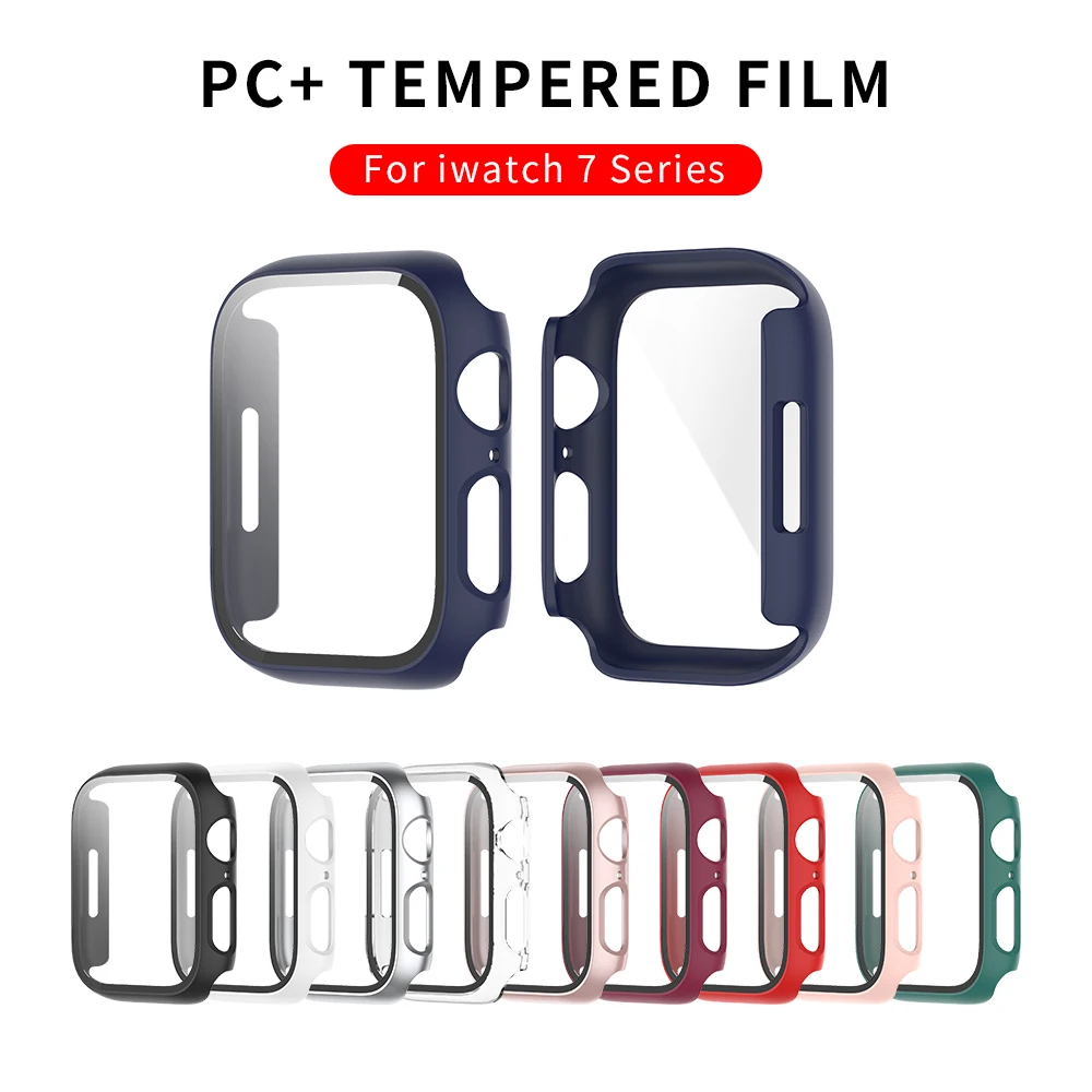 

Для Apple Watch серии 7 41 мм 45 мм iWatch 7 i Watch 7 ударопрочное стекло с полным покрытием корпуса часов закаленное стекло + чехол
