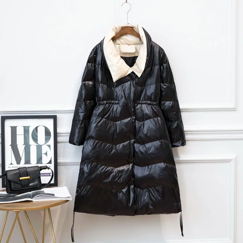 2019 новая зимняя куртка женская длинная пуховая парка белая на утином пуху