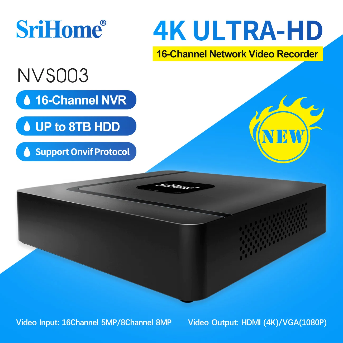 Сетевой видеорегистратор 4K выход 16 каналов POE NVR H.265 Onvif сетевой для системы