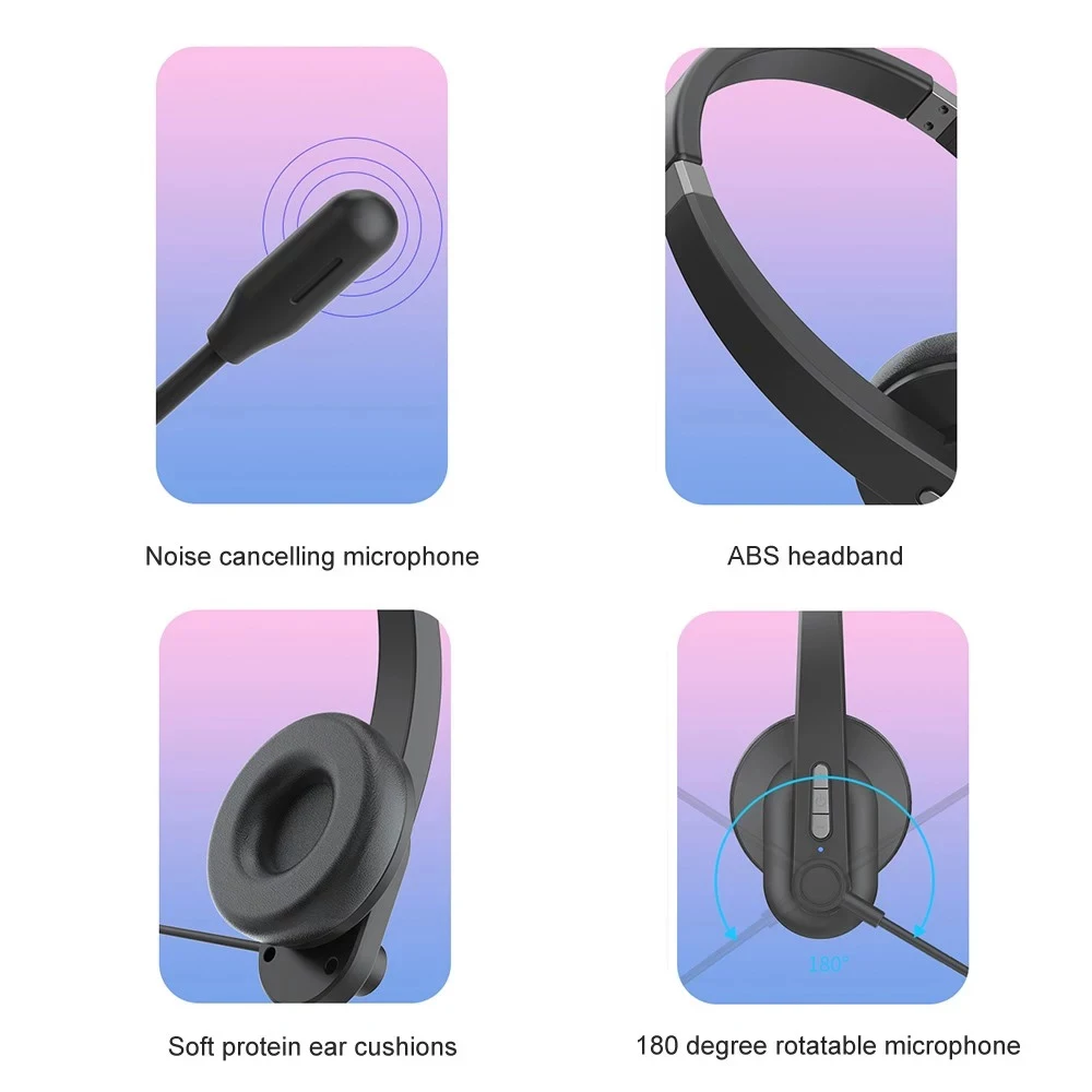 

OY632 Bluetooth Headphones with Microphone Wireless Headset Noise Cancelling Head-mounted Headphone for Phones PC Home Office