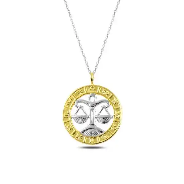 

Real Silver 925 Jewelry Silver Gold Libra Zodiac Pendant