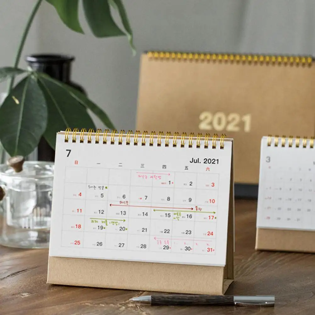 Ins простой настольный календарь крафт бумага рулон 2020 2021 ежедневный график
