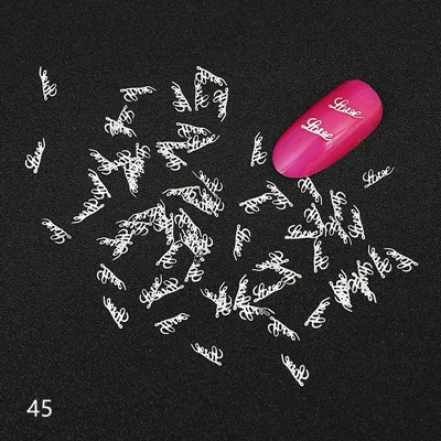 45 Полые серебряные розы стикеры 3D на ногти Nail Art сплав decals100шт/дизайн металлические подвески дизайн Советы Украшение аксессуаров - Цвет: 45