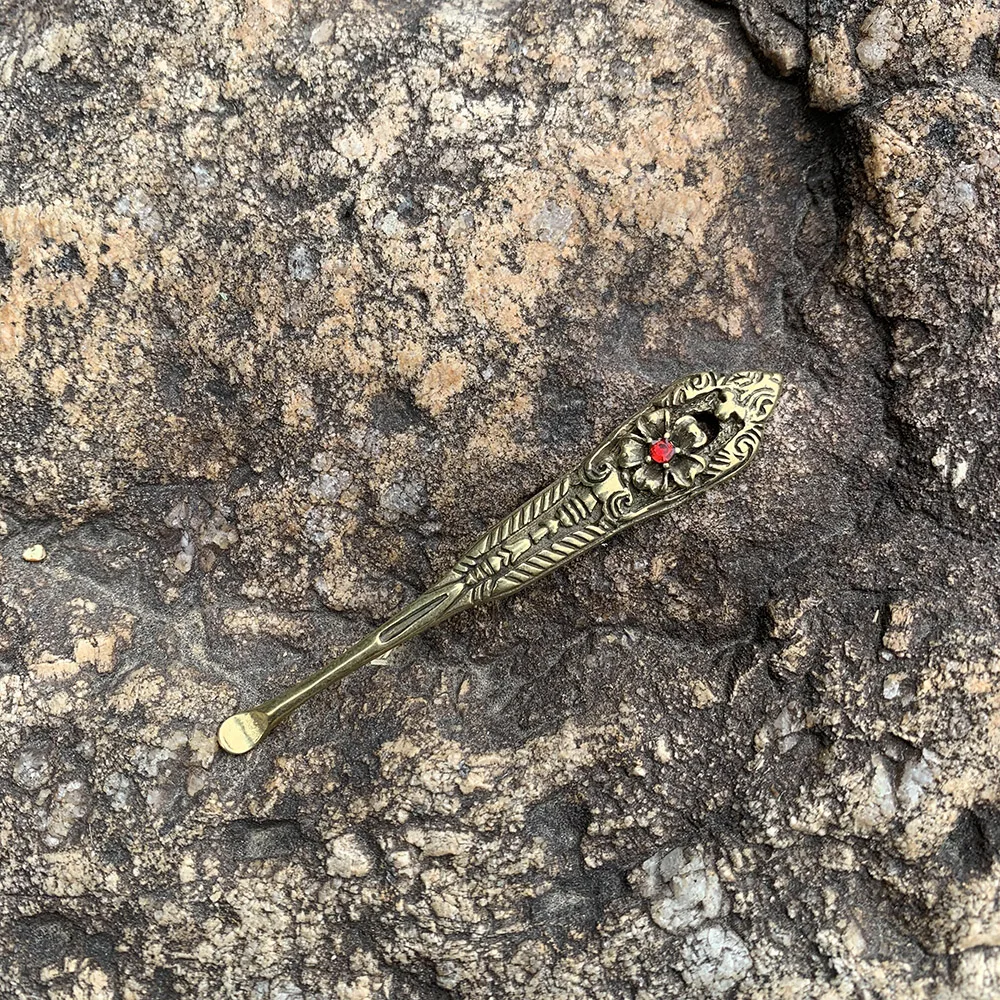 Медовая латунная табачная ложка с рисунком Фараона металлическая ножницы