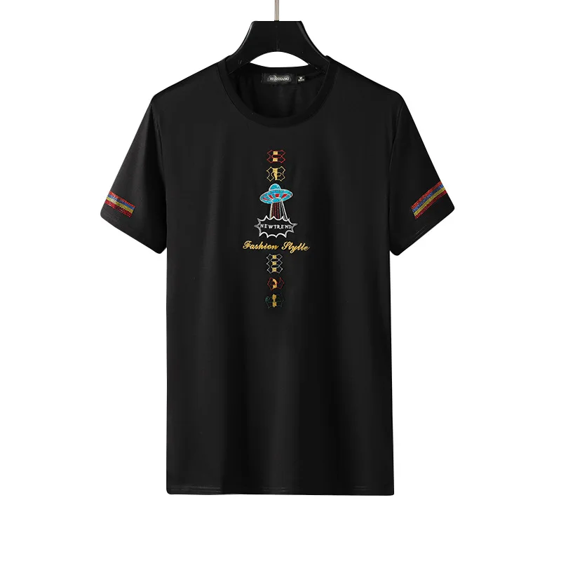 

T 2021 Shirts Embroidery Men Fashion Pattern Streetwear Mercerized Cotton Short Sleeve O Neck T-shirt for Man Camiseta Masculina