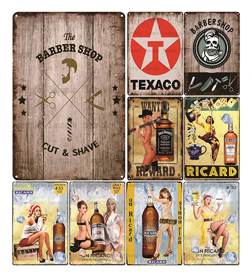 Винтажные металлические таблички парикмахерской для стрижки и бритья красивой
