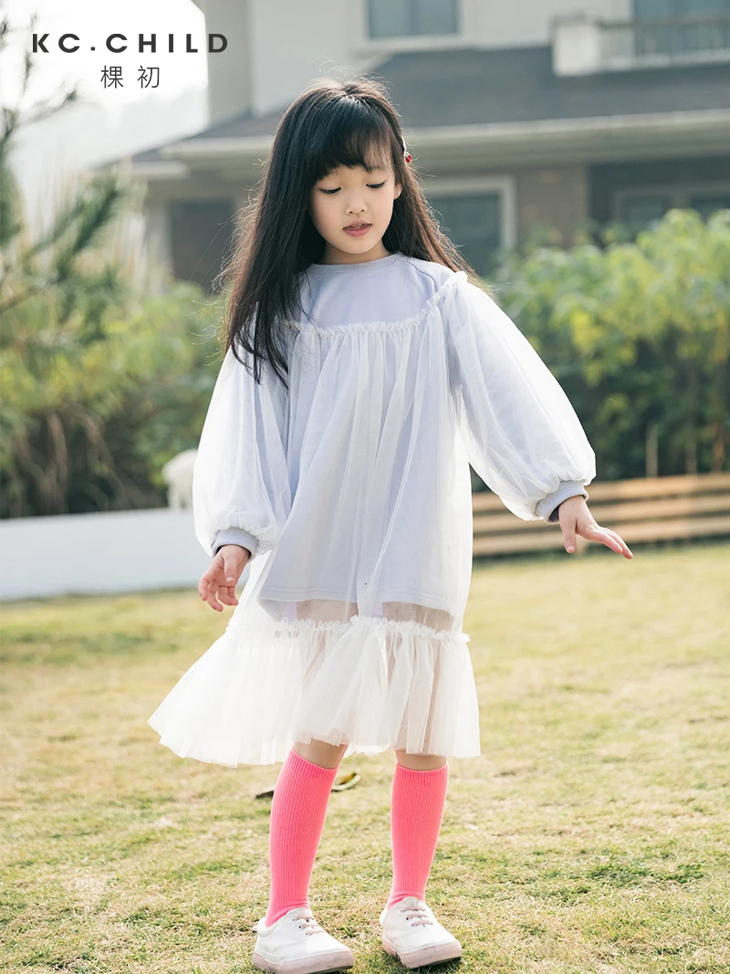 KC.Child 2020SS Latest Girl's Cotton Lining Purple Soft Double-layer Sweet Style Dress Baby Age 2-13Y | Детская одежда и обувь