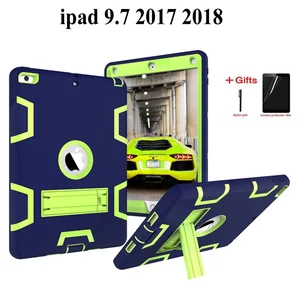 Ударопрочный сверхпрочный чехол для iPad 9,7, 2018, 6-го поколения, с детским сейфом, силиконовый чехол для ПК, задняя крышка для iPad 9,7, 2017, чехол + подарки