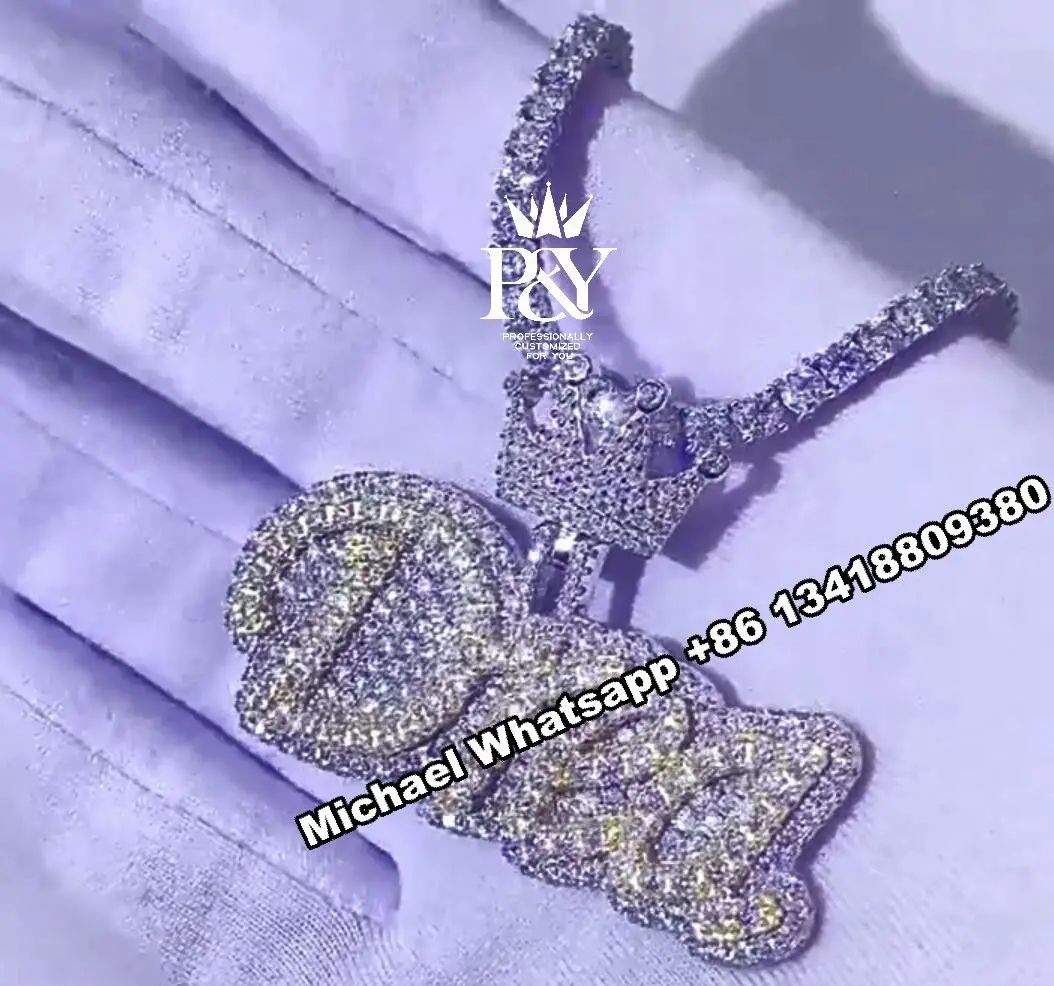 JEWE индивидуальный кулон с инициалами имени полный Iced Out S925 Vvs D муассанит