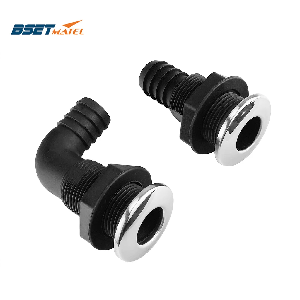 

Nylon Plastic Thru Hull Bilge Fitting With Stainless steel Rim Bilge Pump Aerator Hose Boat Marine Yacht Sail RV Accessories